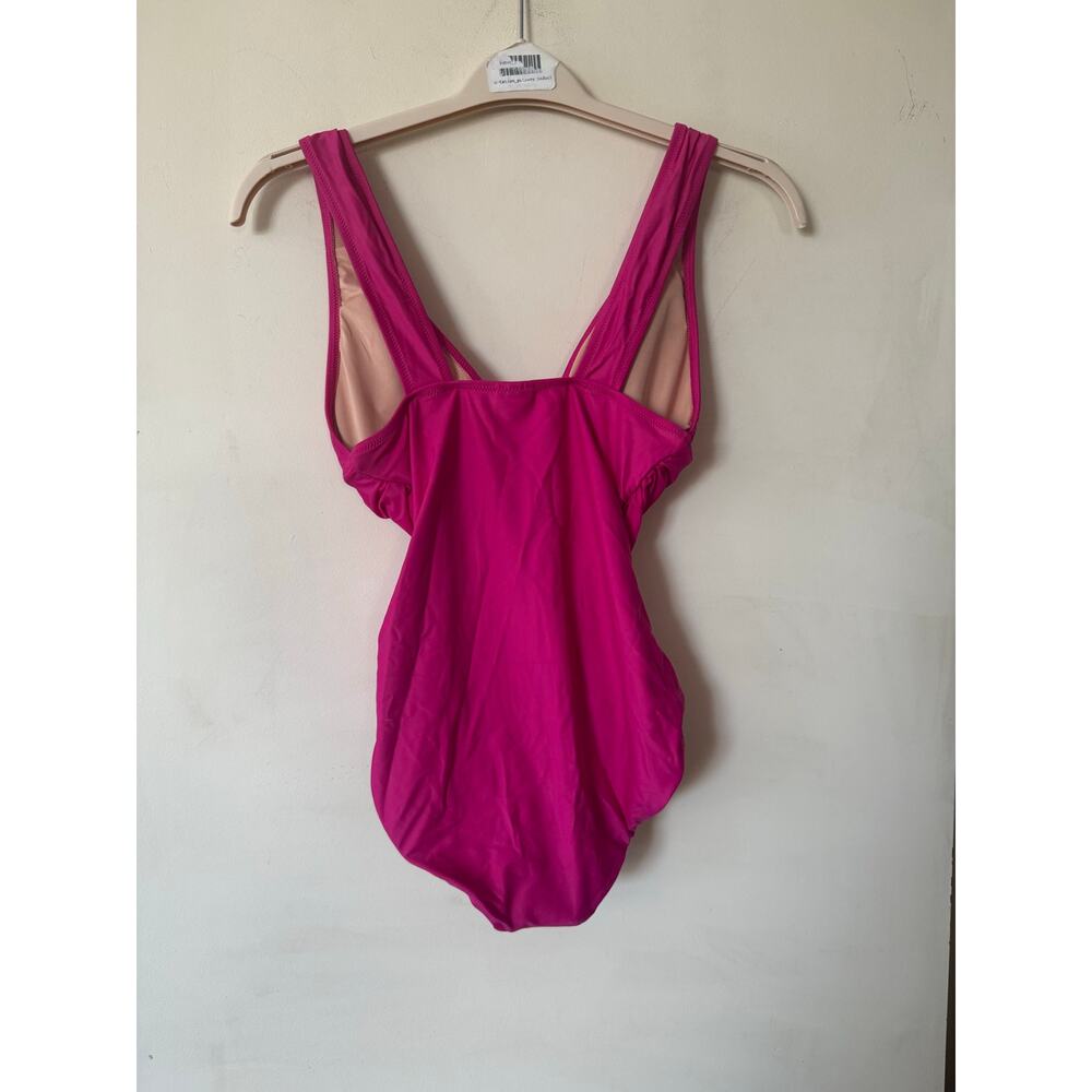 NWT J. Crew Ruched V-neck One-Piece Swimsuit Women's 6 Radiant Fuchsia Pink - Picture 8 of 9
